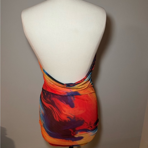 Vibrant Multicolor Ruched Dress - Picture 4 of 4